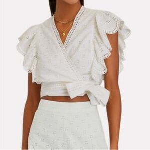 NWT Intermix Elegant blue  Eyelet Wrap Top, US8